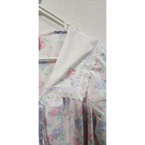 MSL Vintage Longsleeve Maxi Robe Floral HousebDress Mumu Housecoat Modest Sz  L - Picture 6 of 8